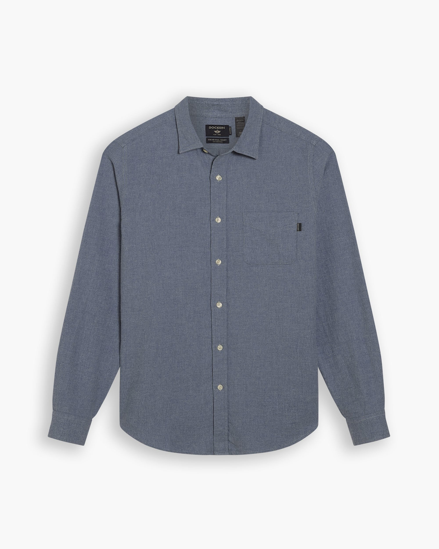 View of model wearing Folkstone Gray Original Shirt, Slim Fit.