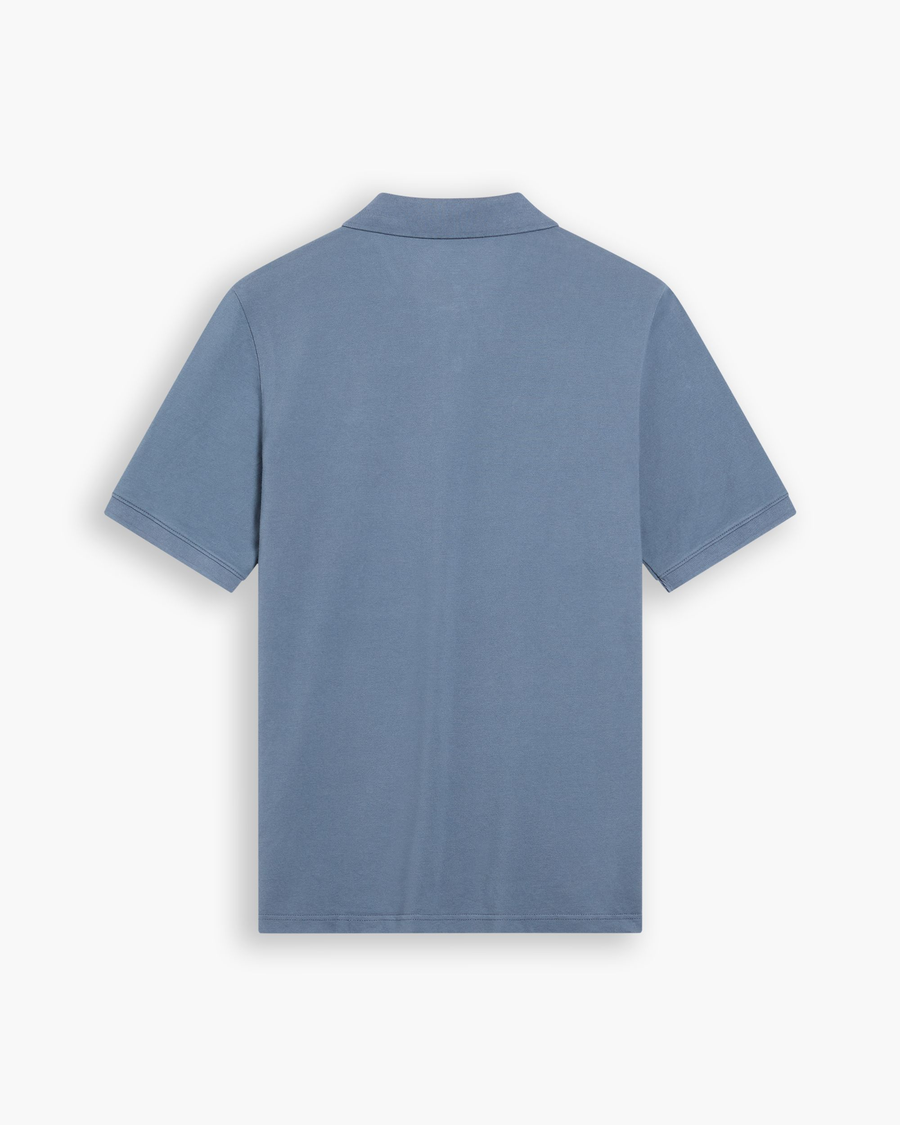 View of model wearing Folkstone Gray Pique Polo, Slim Fit.