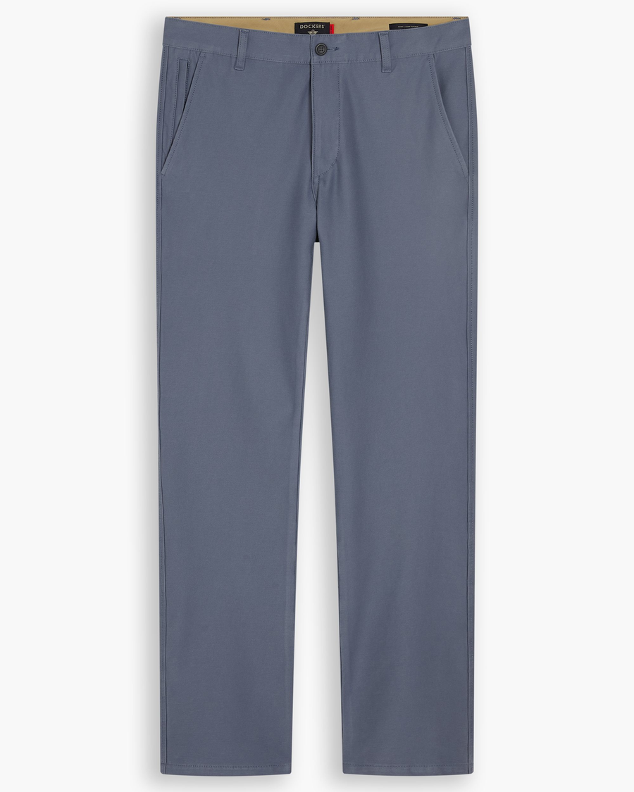 View of model wearing Folkstone Gray Smart 360 Knit Chino Pants, Skinny Fit.
