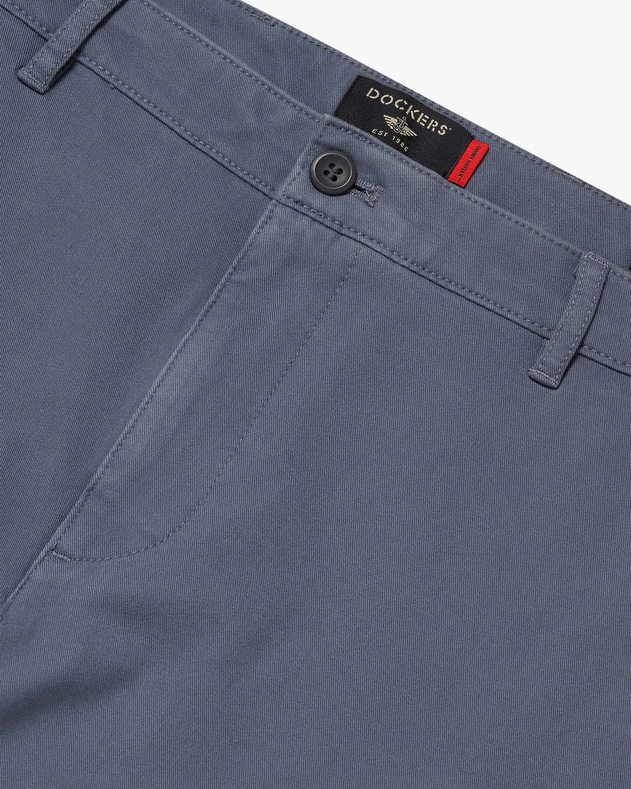 View of model wearing Folkstone Grey Essential Chino Pants, Slim Fit.