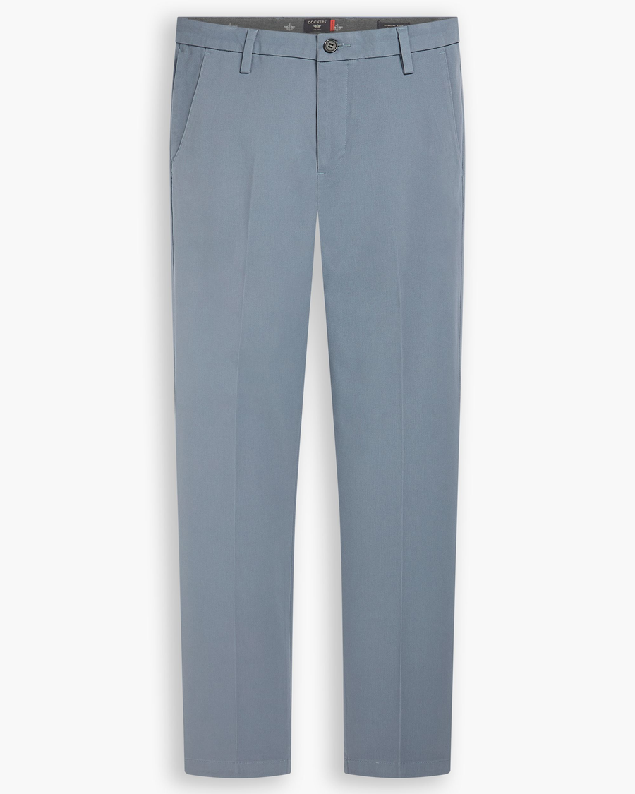 View of model wearing Folkstone Grey Workday Khaki Pants, Slim Fit.