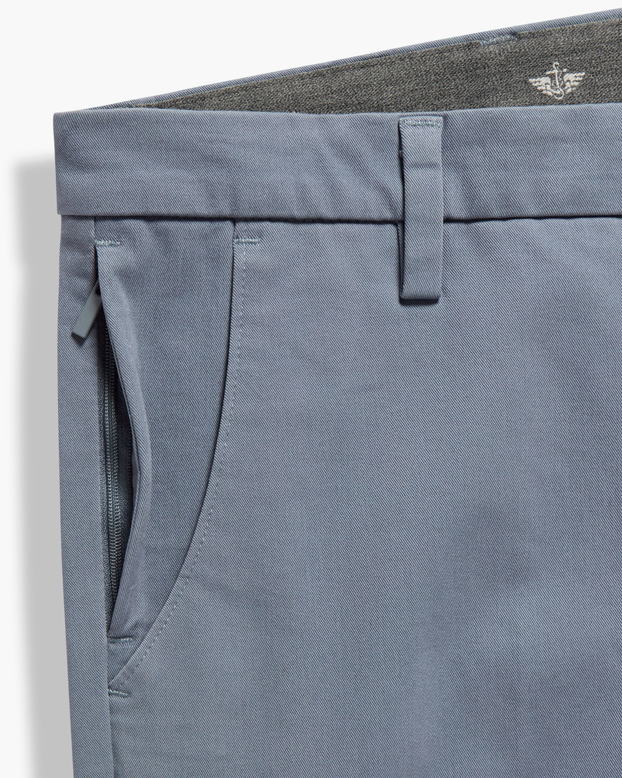 View of model wearing Folkstone Grey Workday Khaki Pants, Slim Fit.