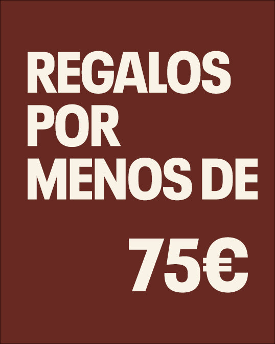 Text ' GIFTS UNDER 75€' on a red background