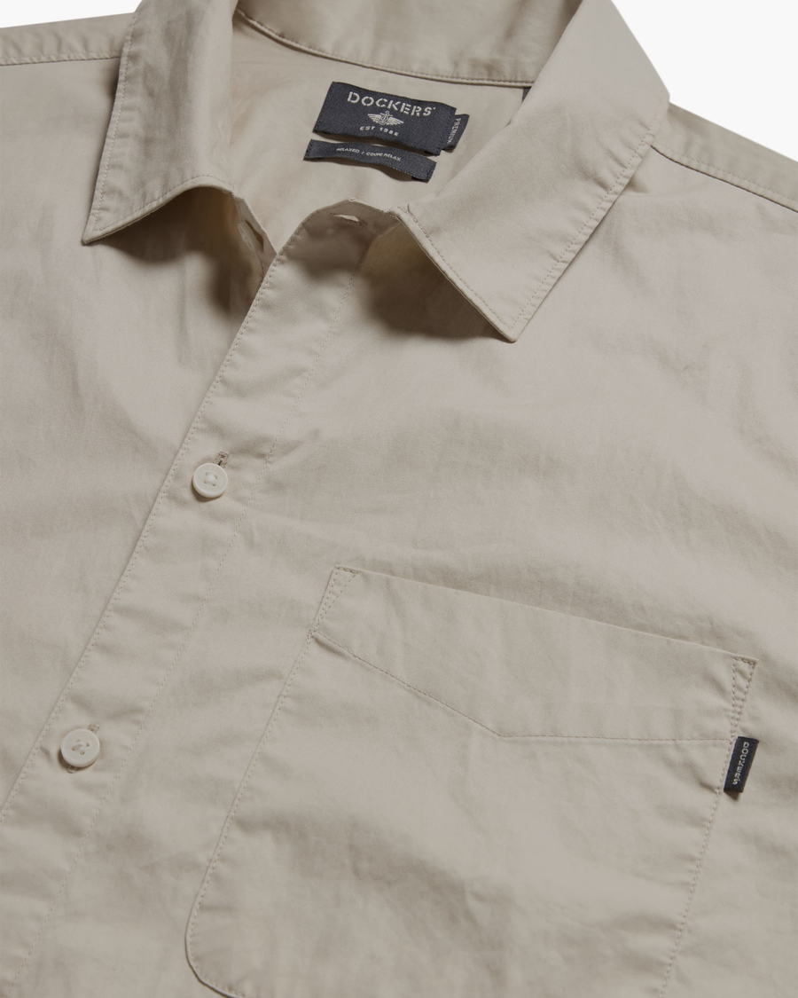 View of model wearing Grit Coach's Shirt, Relaxed Fit.