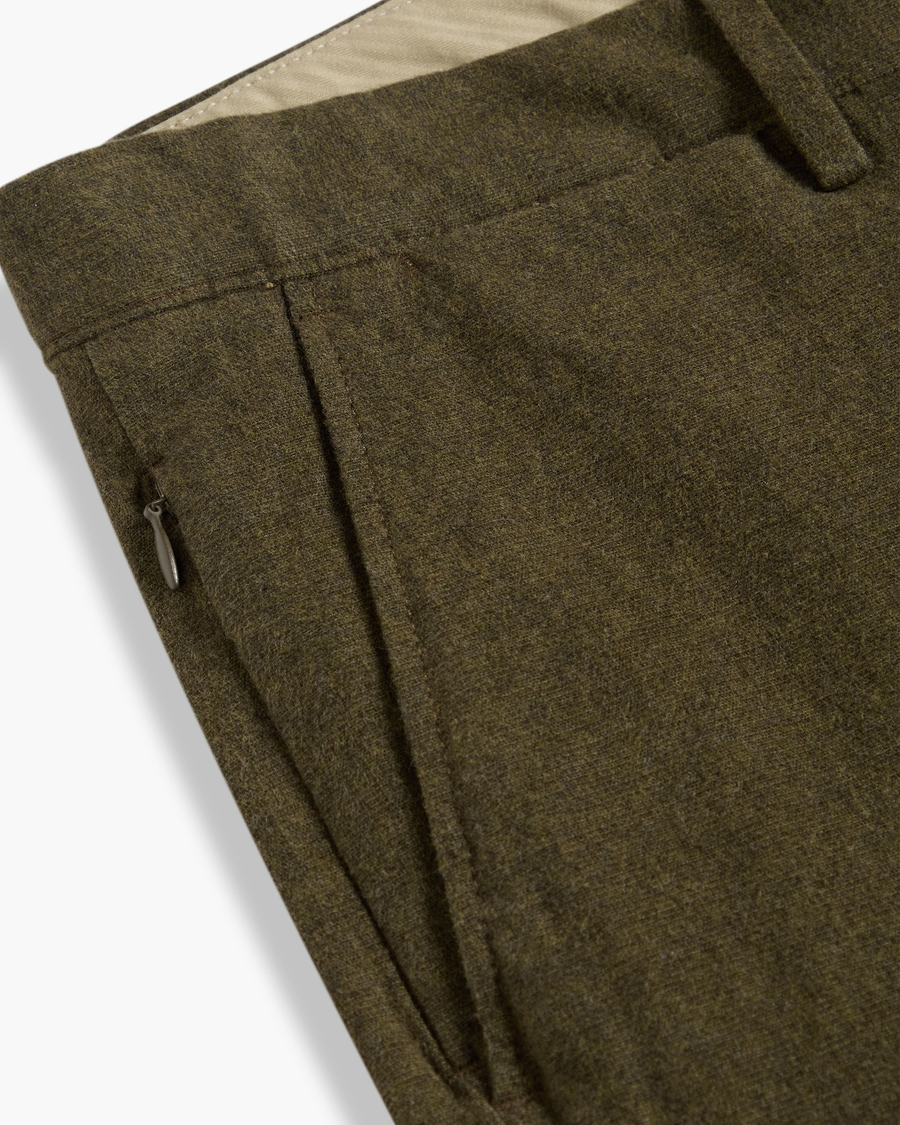 View of model wearing Hammond Crafted Khaki Pants, Slim Fit.