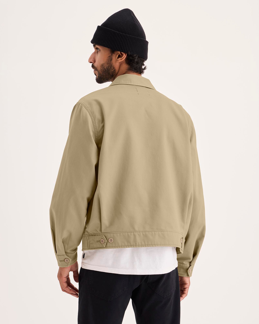 Back view of model wearing Harvest Gold Mechanic's Jacket, Regular Fit.