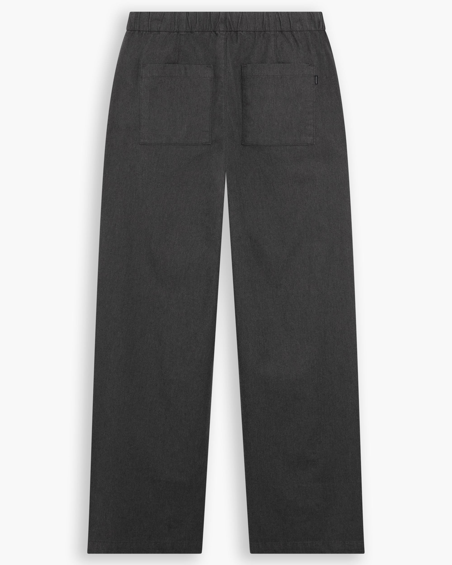 View of model wearing Heather Gray Drawstring Pants.