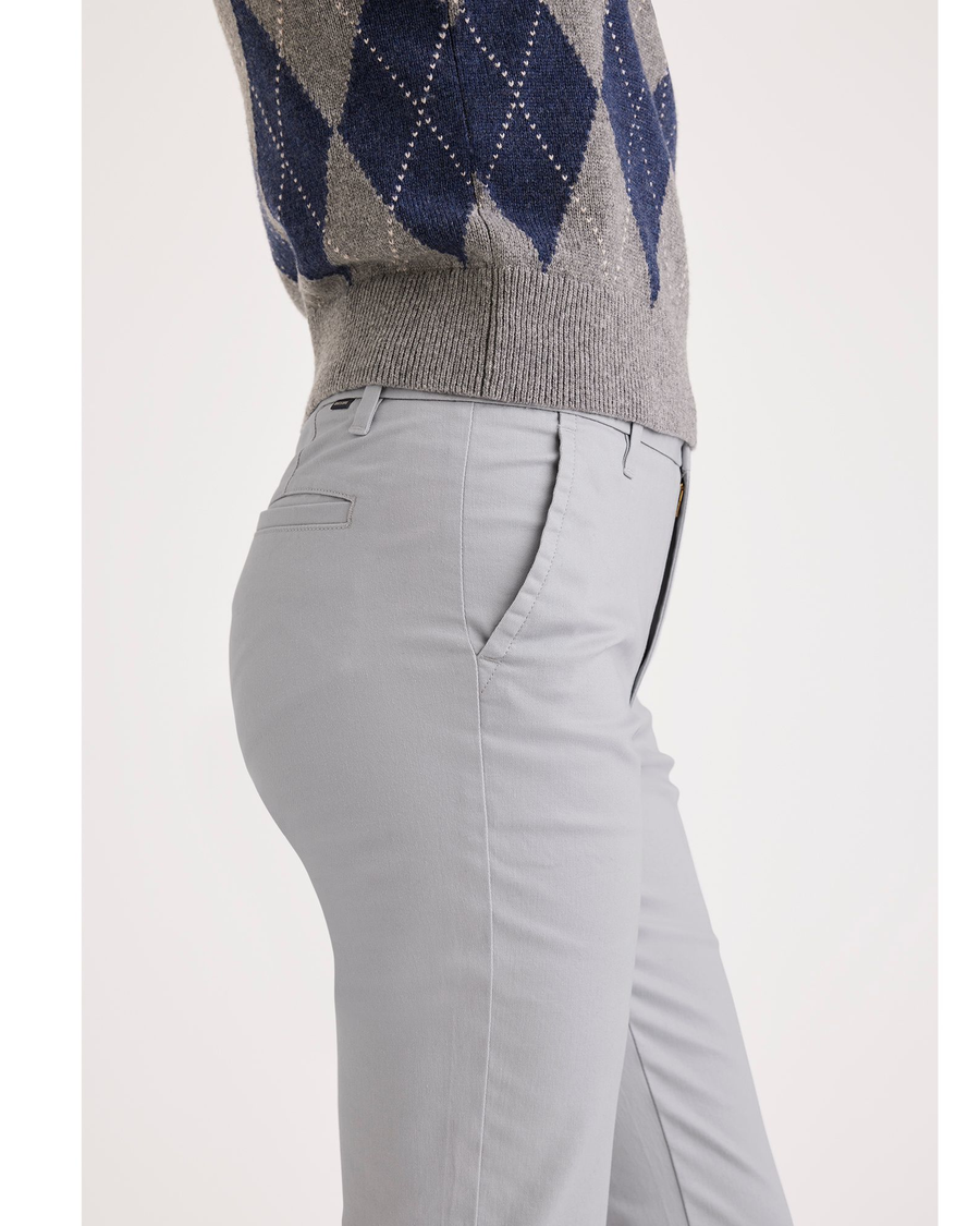 Side view of model wearing High-Rise Women's Slim Fit Weekend Chino Pants.