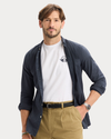 View of model wearing India Ink Oxford Shirt, Slim Fit.