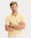 View of model wearing Italian Straw Original Polo, Slim Fit.