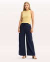 View of model wearing Italian Straw Rib Tank with Loft Knit, Slim Fit.