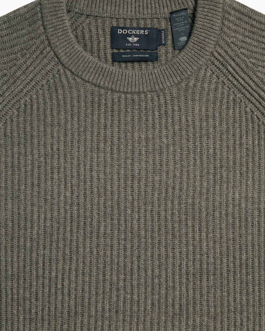 View of model wearing Jodhpurs Crewneck Sweater, Regular Fit.