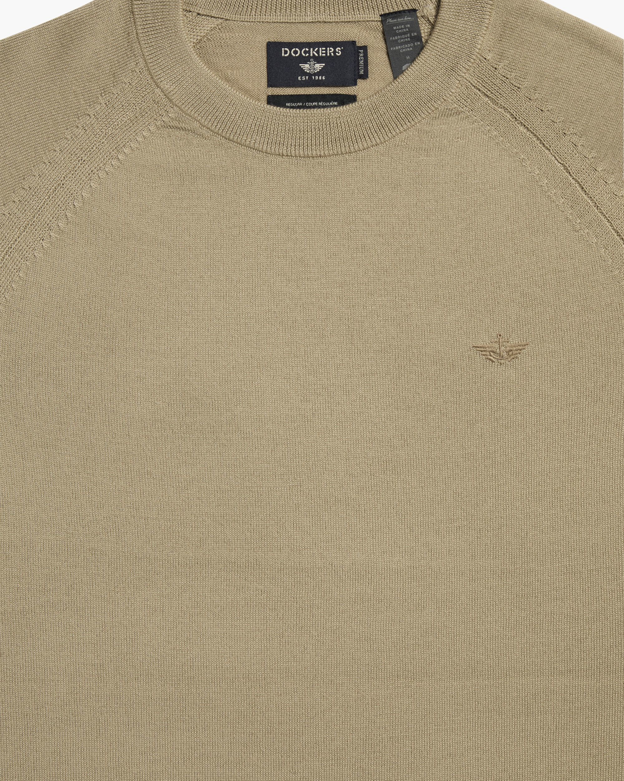 View of model wearing Lemon Pepper Crewneck Sweater, Regular Fit.