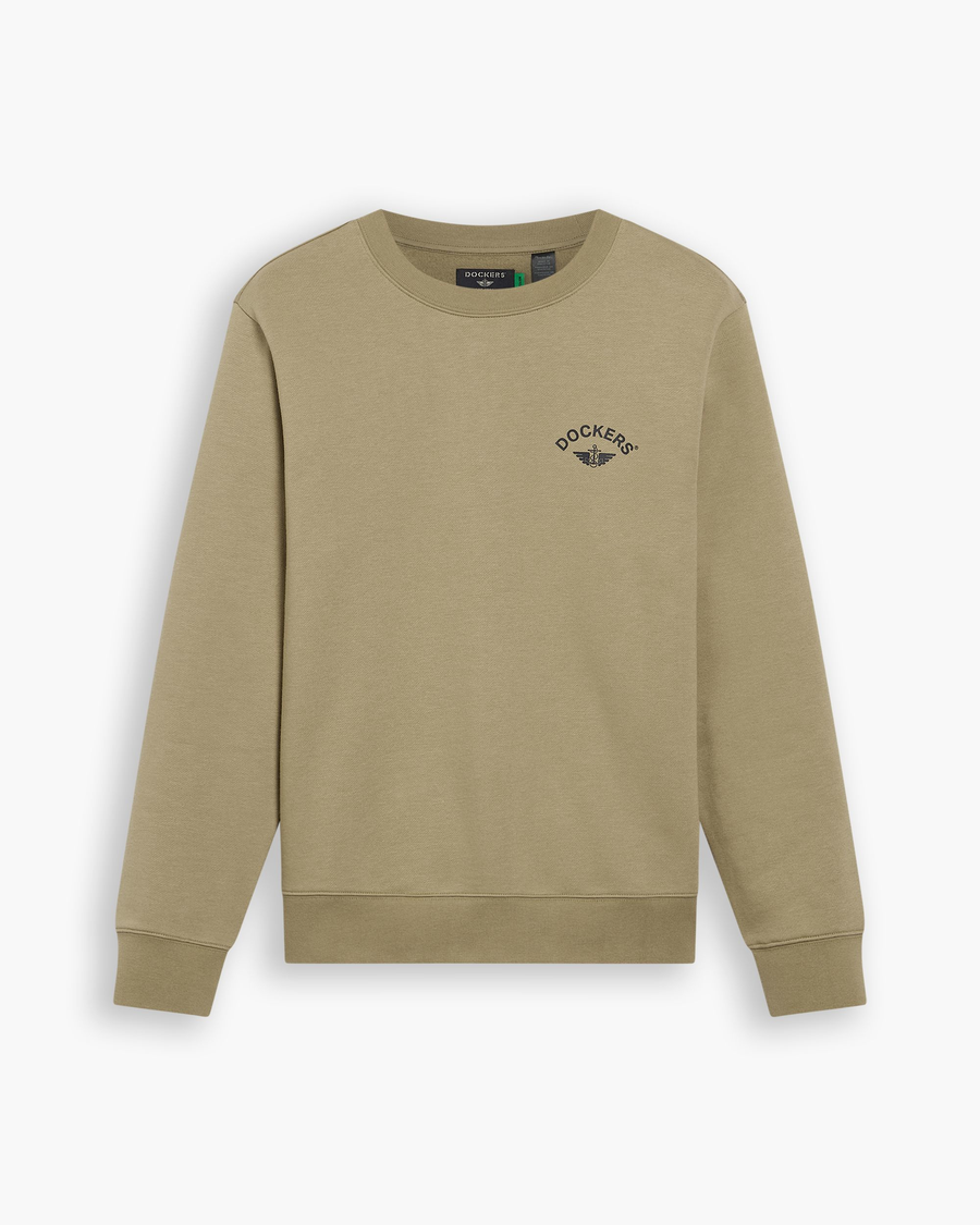View of model wearing Lemon Pepper Crewneck Sweatshirt,  Regular Fit.