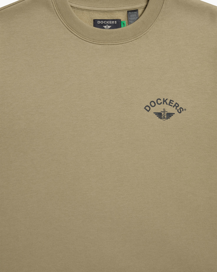 View of model wearing Lemon Pepper Crewneck Sweatshirt,  Regular Fit.
