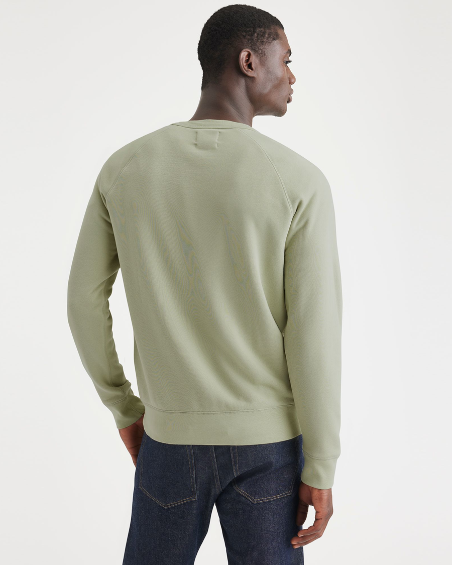 Back view of model wearing Lint Men's Regular Fit Icon Crewneck Sweatshirt.