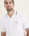 View of model wearing Lucent White Big and Tall Original Polo.