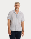 Front view of model wearing Lucent White Camp Shirt, Regular Fit.
