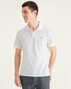 Front view of model wearing Lucent White Pique Polo, Slim Fit.