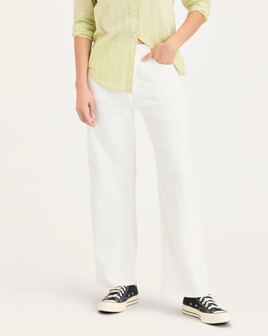 Front view of model wearing Mainsail Women's High Straight Sutter Pants.