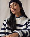 View of model wearing Mariner Navy Dockers® x Transnomadica Mariner Sweater.