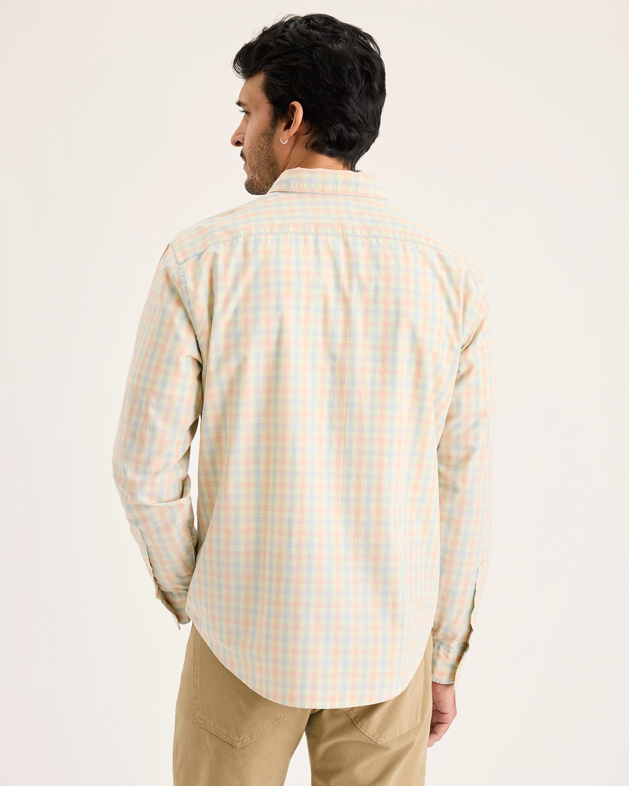 Back view of model wearing Masdeval Men's Regular Fit Ultimate Shirt.