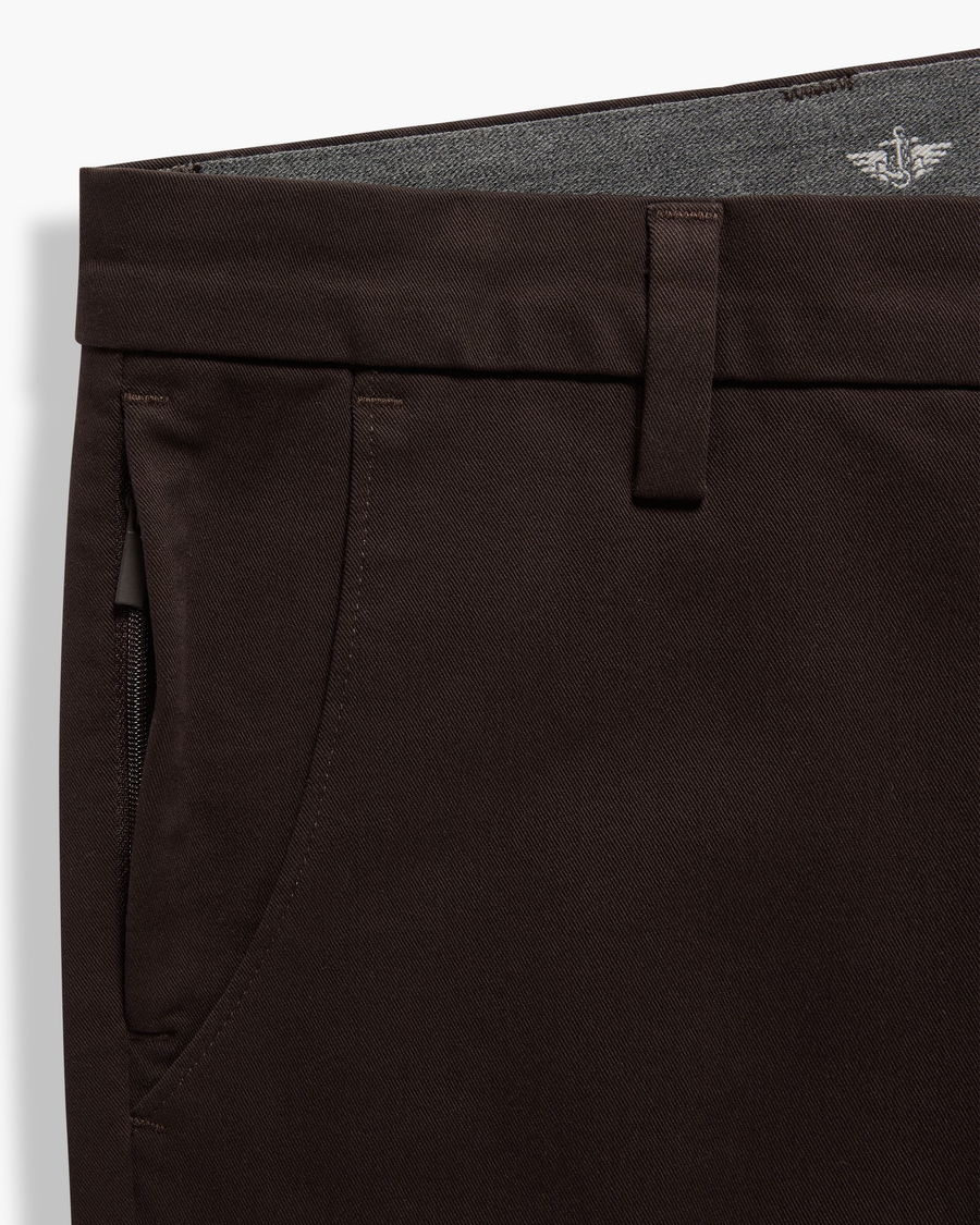 View of model wearing Mole Workday Khakis, Slim Fit.
