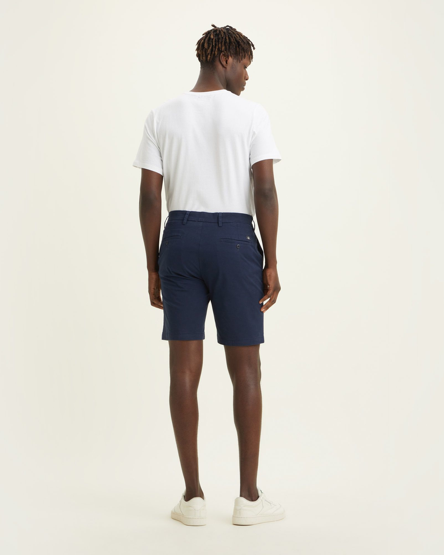 Back view of model wearing Navy Blazer Big and Tall Supreme Flex Modern Chino Shorts.
