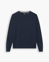 View of model wearing Navy Blazer Crafted Cashmere Sweater, Regular Fit.