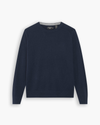 View of model wearing Navy Blazer Crafted Cashmere Sweater, Regular Fit.