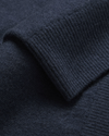 View of model wearing Navy Blazer Crafted Cashmere Sweater, Regular Fit.