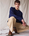 View of model wearing Navy Blazer Dockers® x Transnomadica Pique Popover.