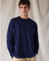 Front view of model wearing Navy Blazer Dockers® x Transnomadica Pique Popover.