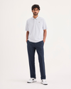 Front view of model wearing Navy Blazer Go Chino, Slim Fit with Airweave.