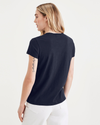 Back view of model wearing Navy Blazer Graphic Tee, Slim Fit.