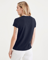 Back view of model wearing Navy Blazer Graphic Tee, Slim Fit.