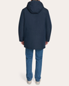 Back view of model wearing Navy Blazer Padded Parka.