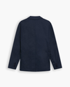 View of model wearing Navy Blazer Signature Refined Blazer, Regular Fit.