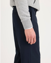 Side view of model wearing Navy Go Airweave Chino, Straight Fit.
