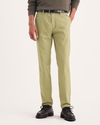 Front view of model wearing New British Khaki Signature Iron Free Khakis, Skinny Fit with Stain Defender®.