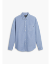 Front view of model wearing Oak Tree Delft Oxford Shirt, Slim Fit.