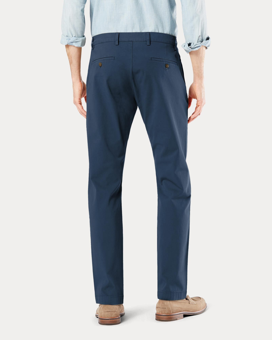 Back view of model wearing Ocean Blue Crafted Khaki Pants, Slim Tapered ...