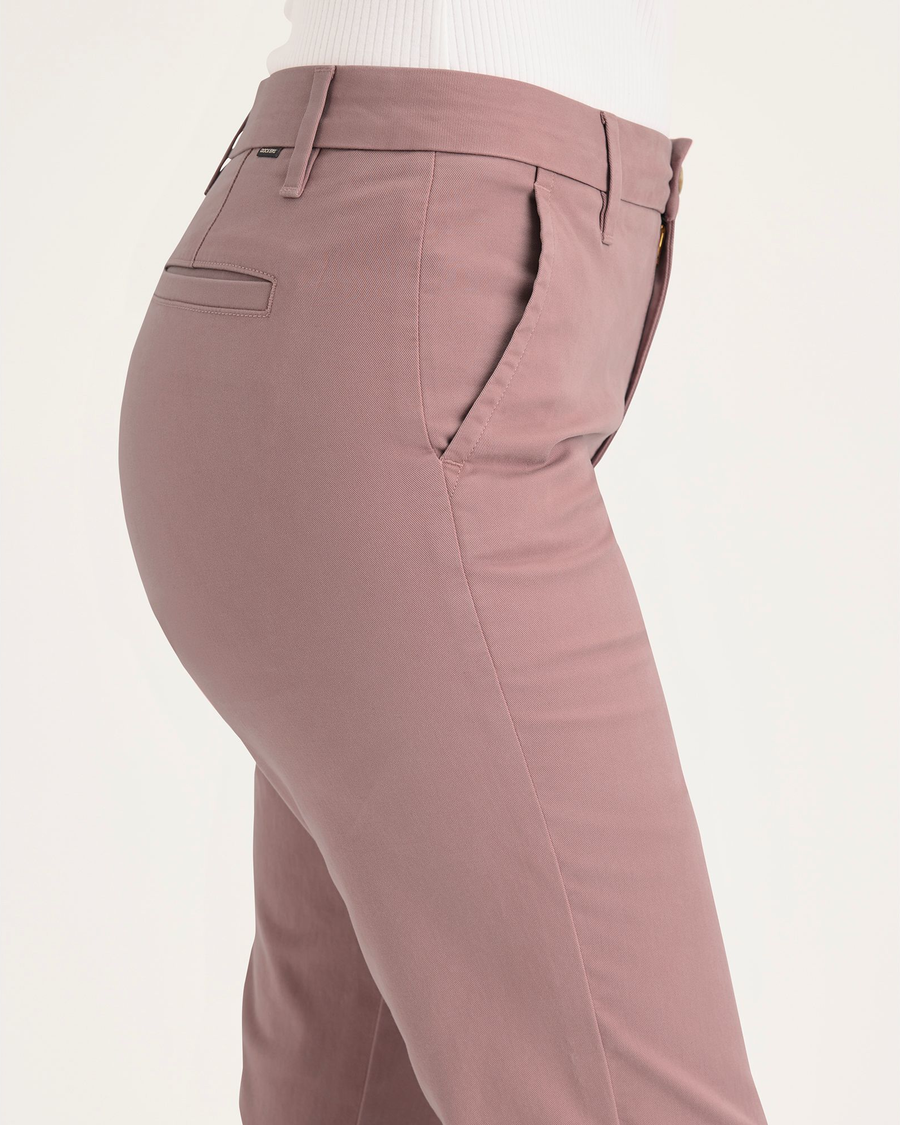 Side view of model wearing Old Rose Weekend Chino Pants, Slim Fit.