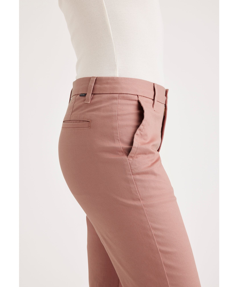 Side view of model wearing Old Rose Women's Slim Fit Weekend Chino Pants.