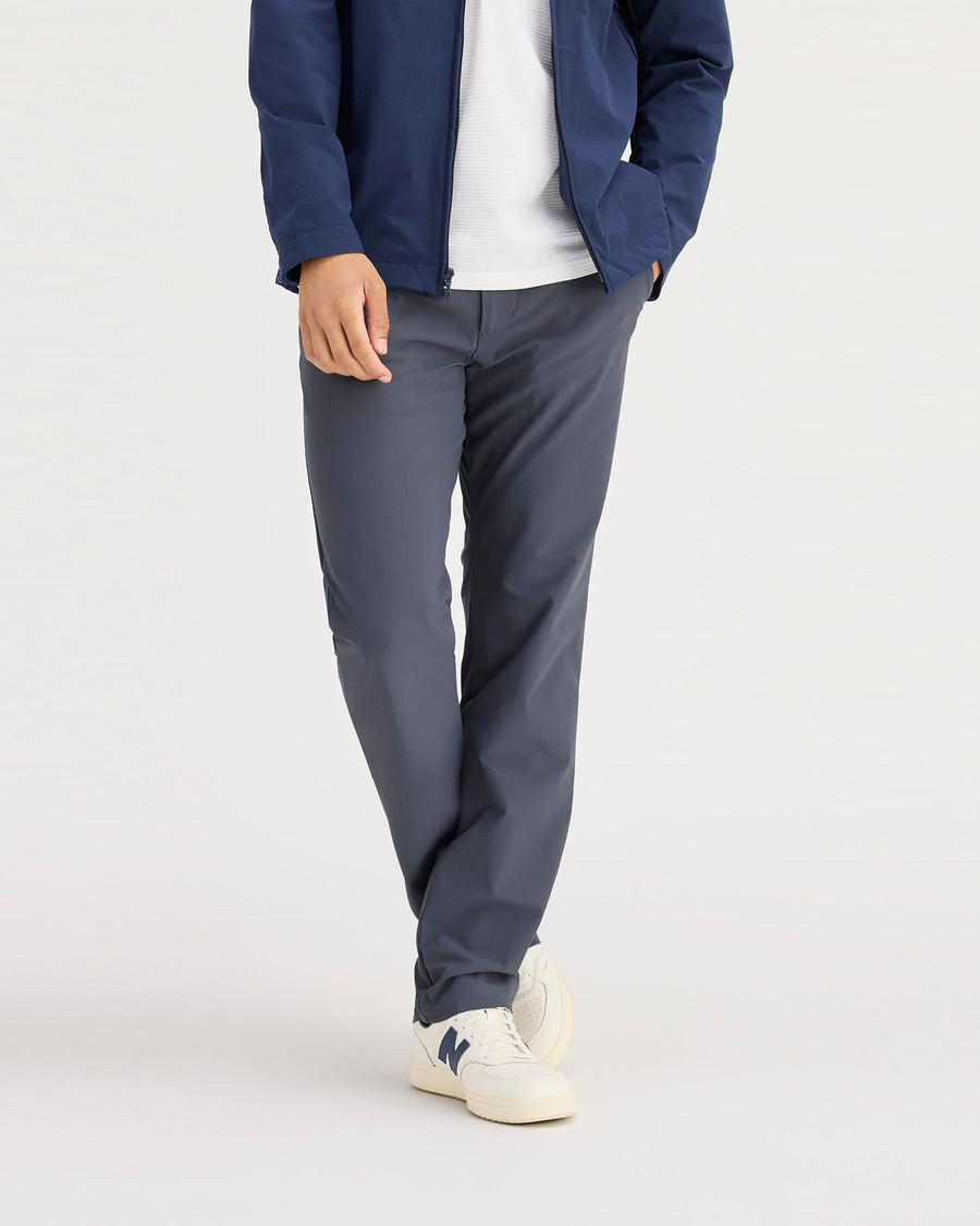 Front view of model wearing Ombre Blue Go Chino, Slim Fit with Airweave.