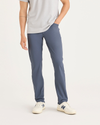 Front view of model wearing Ombre Blue Go Pant, Slim Fit with Airweave.