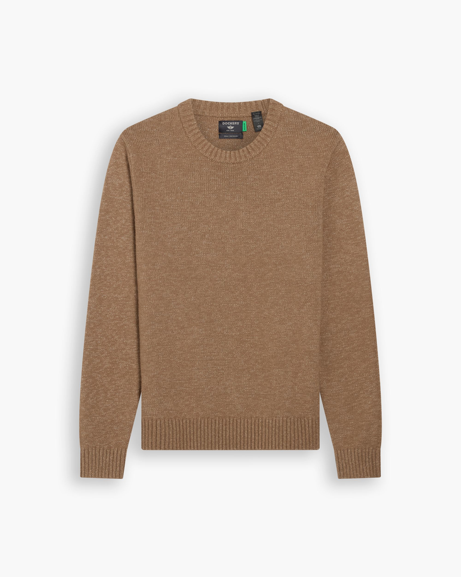 View of model wearing Otter Crewneck Sweater,  Regular Fit.