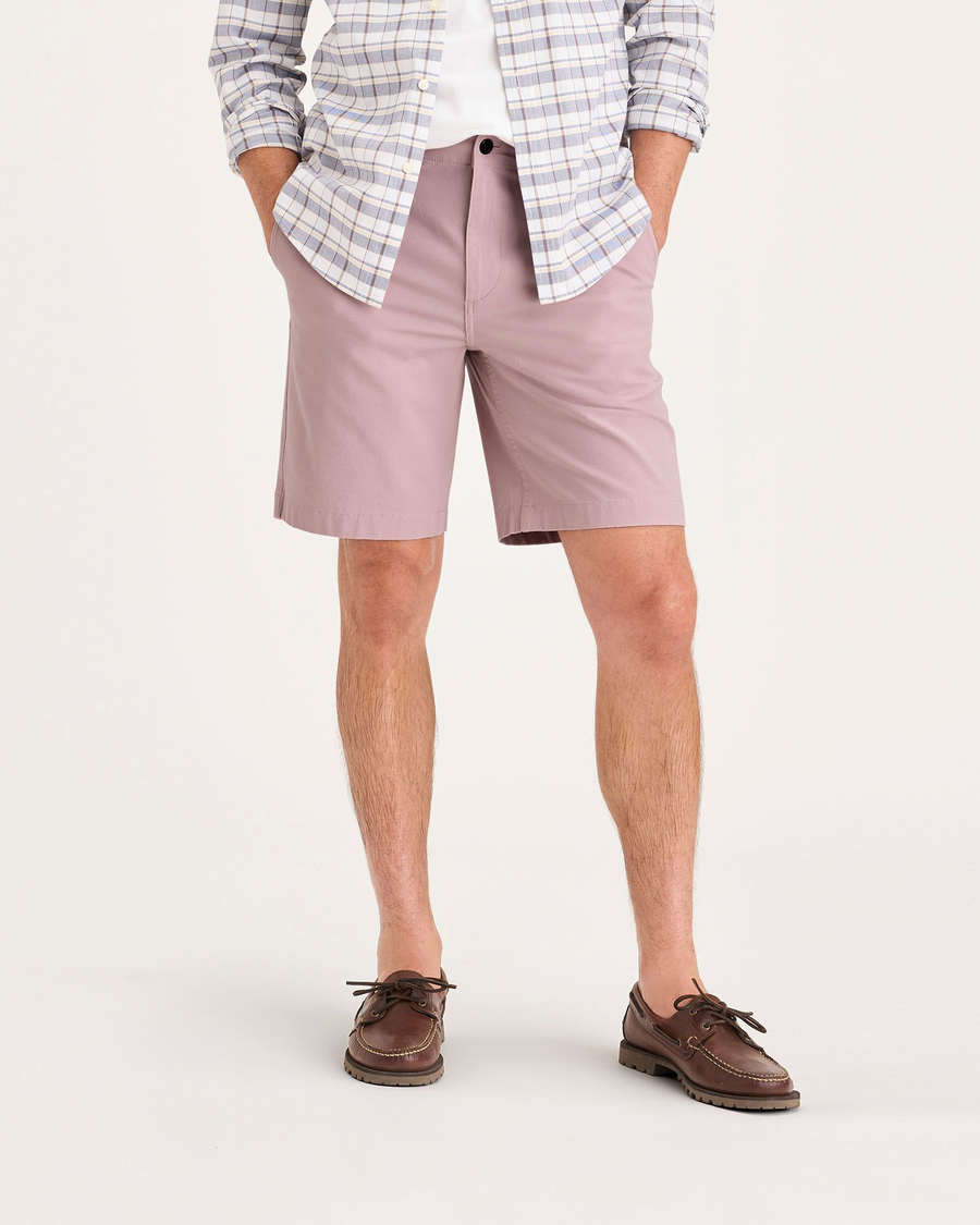 Front view of model wearing Pale Mauve Alpha 8" Shorts.