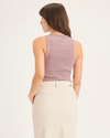 Back view of model wearing Pale Mauve Women's Slim Fit Knit Tank.