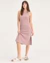 View of model wearing Pale Mauve Women's Tank Dress.